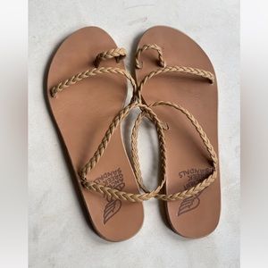 Ancient Greek Sandals - Eleftheria braided leather sandals in tan - pristine
